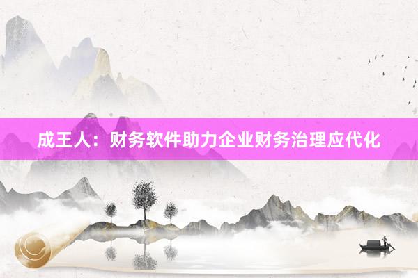 成王人：财务软件助力企业财务治理应代化