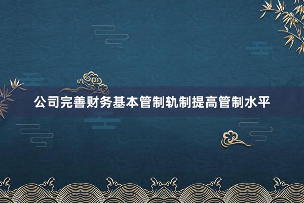 公司完善财务基本管制轨制提高管制水平
